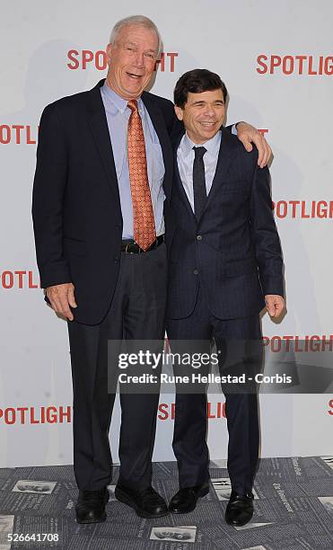 Walter V. Robinson and Michael Rezendez attend the premiere of Spotlight at Curzon Mayfair.