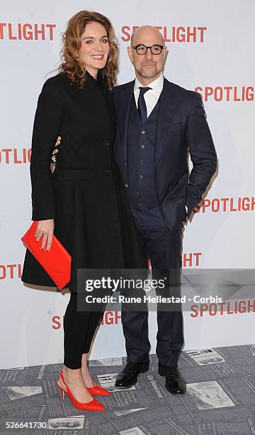 Stanley Tucci and Felicity Blunt attend the premiere of Spotlight at Curzon Mayfair.