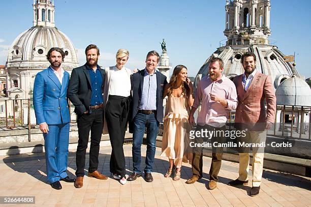 Guy Ritchie, Lionel Wigram, Armie Hammer Henry Caviller, Alicia Vikander, Luca Calvani, Elizabeth Debicki during the Rome photocall of the film The...