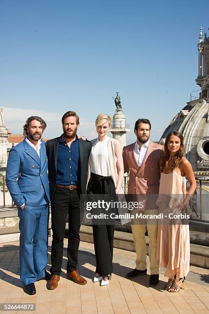 Armie Hammer Henry Caviller, Alicia Vikander, Luca Calvani, Elizabeth Debicki during the Rome photocall of the film The man fron U.N.C.L.E.