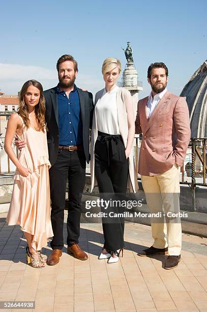 Armie Hammer Henry Caviller, Alicia Vikander, Elizabeth Debicki during the Rome photocall of the film The man fron U.N.C.L.E.