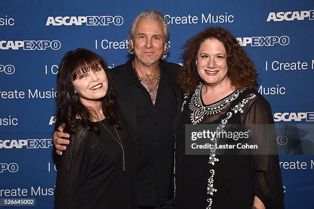 Singer Pat Benatar, musician Neil Giraldo and journalist Melinda Newman attend the 2016 ASCAP "I Create Music" EXPO on April 30, 2016 in Los Angeles,...