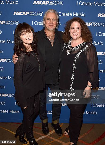 Singer Pat Benatar, musician Neil Giraldo and journalist Melinda Newman attend the 2016 ASCAP "I Create Music" EXPO on April 30, 2016 in Los Angeles,...