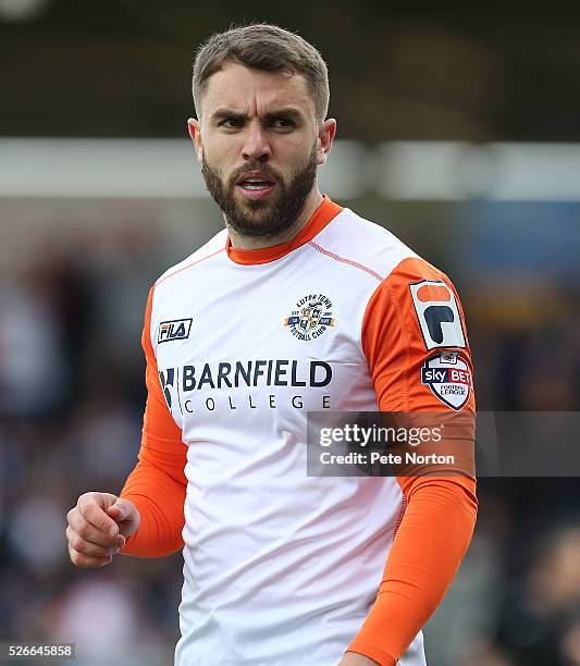 Josh McQuoid of Luton Town in action during the Sky Bet League Two match between Northampton Town and Luton Town at Sixfields Stadium on April 30,...