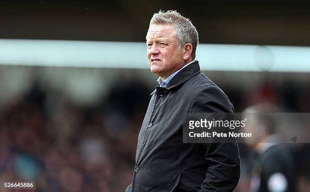 Northampton Town manager Chris Wilder looks on during the Sky Bet League Two match between Northampton Town and Luton Town at Sixfields Stadium on...