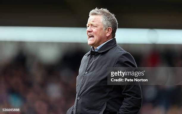Northampton Town manager Chris Wilder looks on during the Sky Bet League Two match between Northampton Town and Luton Town at Sixfields Stadium on...