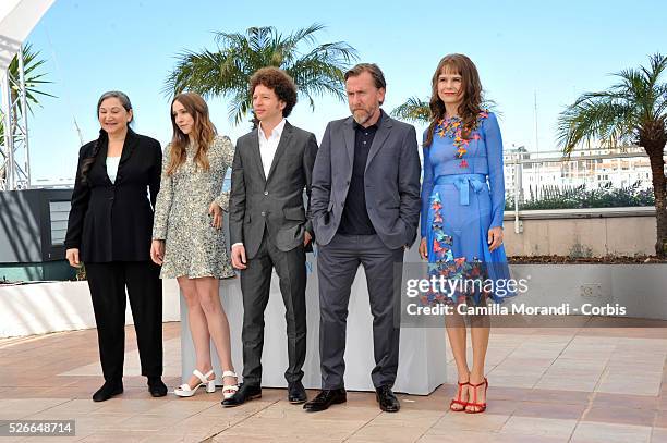 Tim Roth, Michel Franco, Nailea Norvind, Sarah Sutherland and Robin Bartlett at the photocall of "Chronic " at the 68th Cannes International Film...