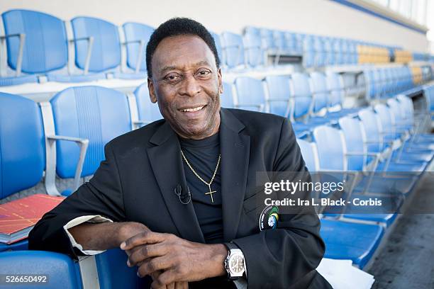 Legendary Cosmos and Brazil player Pele prior to the Soccer, 2015 NASL NY Cosmos vs Tampa Bay Rowdies on April 18, 2015 at James M Shuart Stadium in...