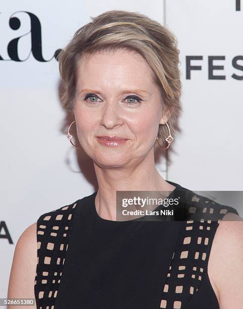 Cynthia Nixon attends "The Adderall Diaries" premiere during the 2015 Tribeca Film Festival at the BMCC in New York City. �� LAN