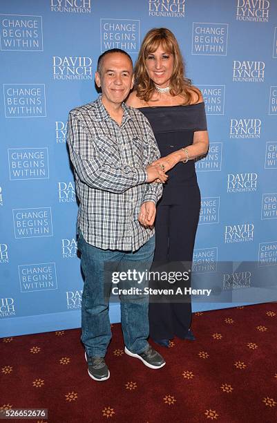 Comedian Gilbert Gottfried and Producer Joanna Plafsky 'An Amazing Night Of Comedy: A David Lynch Foundation Benefit For Veterans With PTSD' at New...