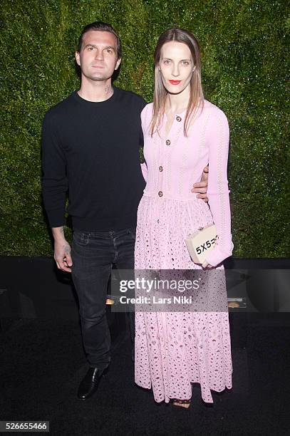 Maxwell Snow and Vanessa Traina attend the "Chanel Artists Dinner" during the 2015 Tribeca Film Festival at Balthazar in New York City. �� LAN