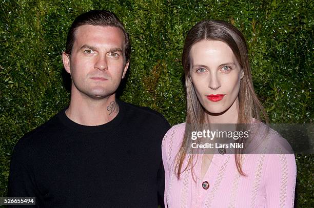 Maxwell Snow and Vanessa Traina attend the "Chanel Artists Dinner" during the 2015 Tribeca Film Festival at Balthazar in New York City. �� LAN