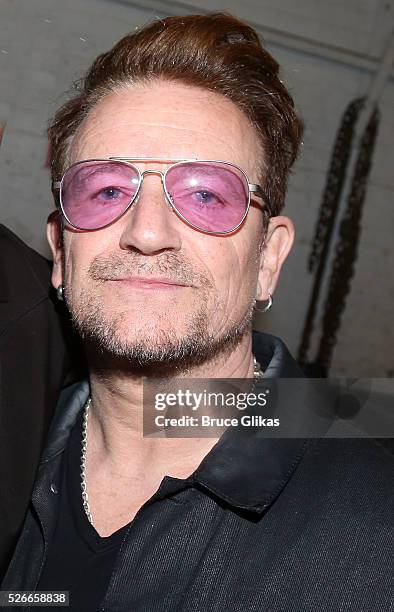 Bono poses backstage as he visits "Eclipsed" To launch a dedications series in honor of abducted Chibok Girls of Northern Nigeriaon at The Golden...