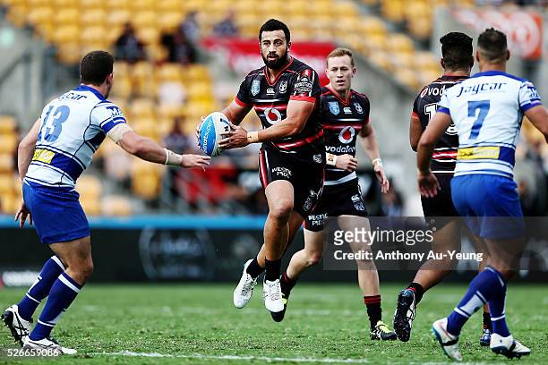 Ben Matulino of the Warriors in action during the round nine NSW Intrust Super Cup Premiership match between the New Zealand Warriors and the...