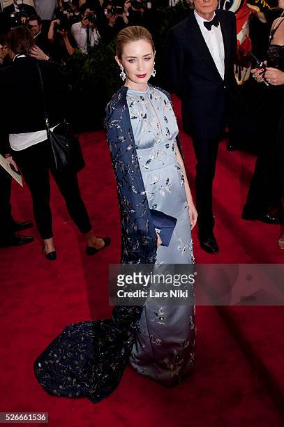 Emily Blunt attends "China: Through the Looking Glass" 2015 Costume Institute Benefit Gala - red carpet arrivals at the Metropolitan Museum of Art in...