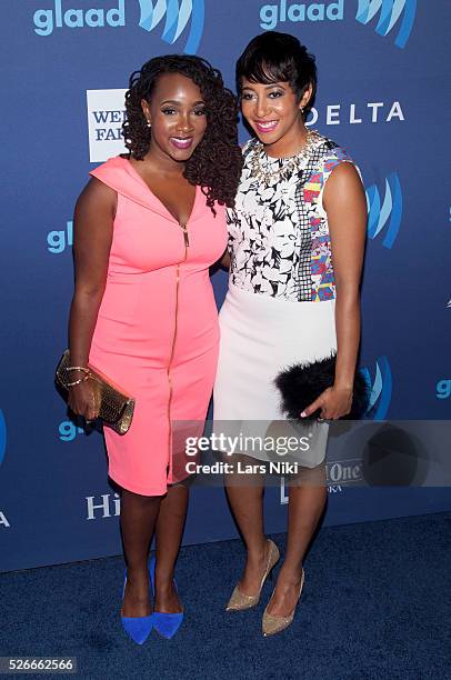 Aisha Moodie-Mills and Danielle Moodie-Mills attend the "26th Annual GLAAD Media Awards" at the Waldorf Astoria in New York City. �� LAN