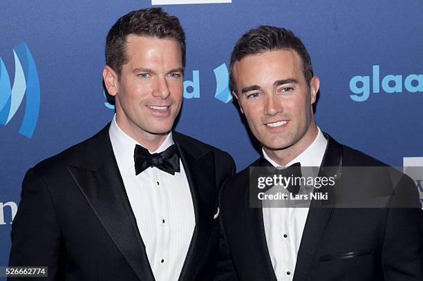 Patrick Abner and Thomas Roberts attend the "26th Annual GLAAD Media Awards" at the Waldorf Astoria in New York City. �� LAN