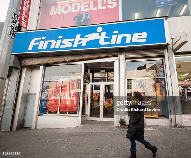 Finish Line store in the Fordham Road central business district in the Bronx in New York on Thursday, January 7, 2016. The athletic shoe retailer...