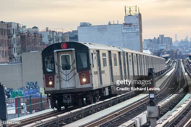 Number 4 IRT elevated subway train in the Bronx in New York on Thursday, January 7, 2016.