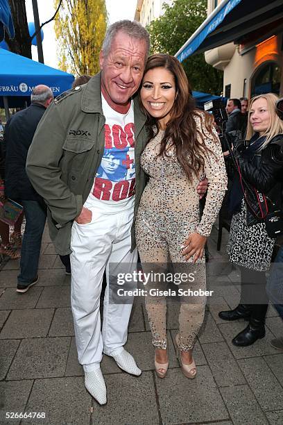 Patricia Blanco and Hugo Bachmaier during the 11th anniversary 'Highway to Helles' of 'Bachmaier Hofbraeu' in Munich on April 30, 2016 in Munich,...