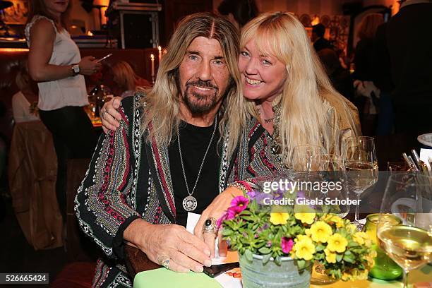 Abi Ofarim and his girlfriend Kirsten Schmidt during the 11th anniversary 'Highway to Helles' of 'Bachmaier Hofbraeu' in Munich on April 30, 2016 in...