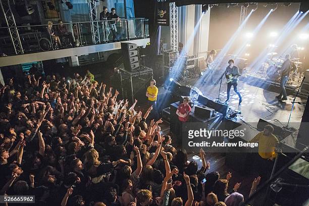 Joe Falconer, Kieran Shudall, Colin Jones and Sam Rourke of Circa Waves performs at The Refectory during Live At Leeds on April 30, 2016 in Leeds,...