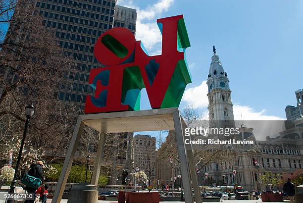 One of the versions of Robert Indiana's "Love" sculpture in Love Park in Center City Philadelphia, PA on Wednesday, March 31, 2010. The Lonely Planet...