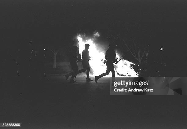 Los Angeles, California - April 29 1992: protests against a not-guilty verdict against LAPD officers in the beating of Rodney King transformed into...