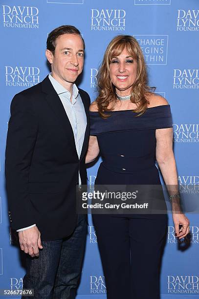 Royal Pains' Executive Producer Michael Rauch and Board Member, David Lynch Foundation, Joanna Plafsky attend 'An Amazing Night of Comedy: A David...
