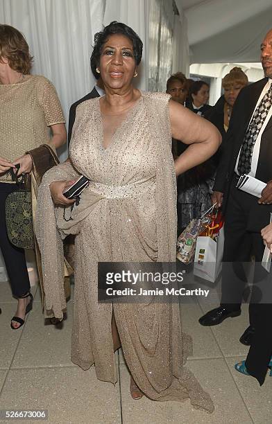 Singer Aretha Franklin attends the Atlantic Media's 2016 White House Correspondents' Association Pre-Dinner Reception at Washington Hilton on April...