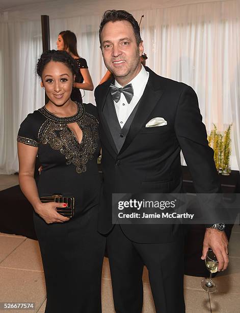 Tamera Mowry and Adam Housley attend the Atlantic Media's 2016 White House Correspondents' Association Pre-Dinner Reception at Washington Hilton on...