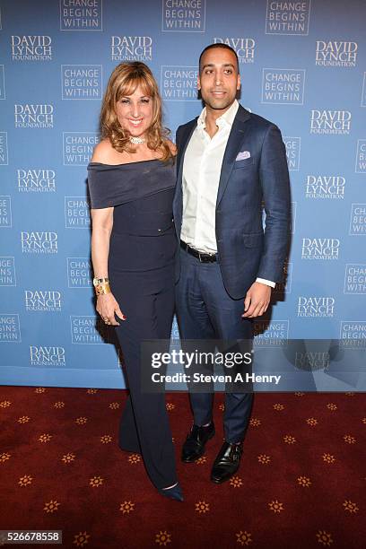 Producer Joanna Plafsky and Lawrence Smith attend 'An Amazing Night Of Comedy: A David Lynch Foundation Benefit For Veterans With PTSD' at New York...