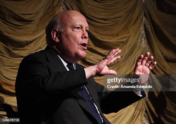 Writer Julian Fellowes attends the LACMA and Writers Bloc presentation of Julian Fellowes In Conversation with Patt Morrison at the Bing Theatre at...