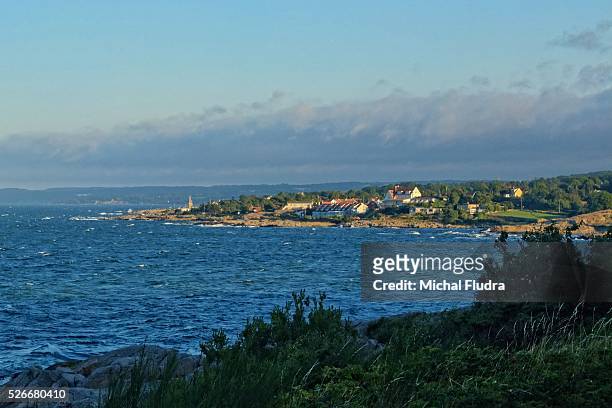 Bornholm Island, Denmark 13th, August 2015 Pictured: General view of the Baltic Sea coast near small town Allinge-Sandvig on Bornholm.