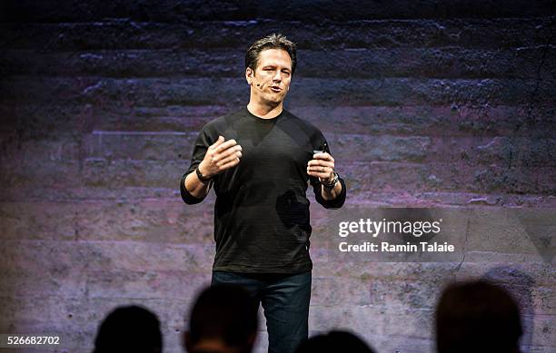 Phil Spencer, head of Microsoft Xbox and Microsoft Studios speaks during a media event to introduce the Oculus Rift virtual reality headset in San...