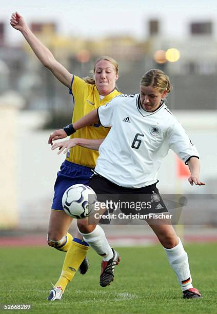 Algarve Cup 2005, Lagos, 09.03.05; Deutschland - Schweden ; Viola ODERBRECHT/GER gegen Lotta SCHELIN/SWE