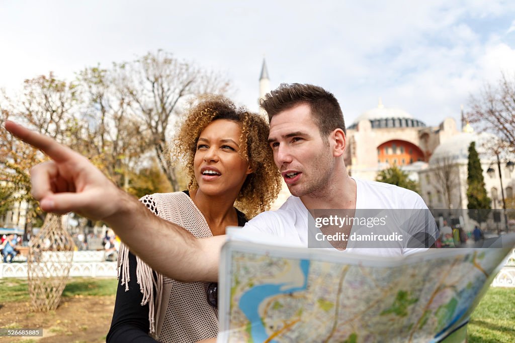 Tourists  in front of Aya Sofya in Istanbul, Sultanahmet