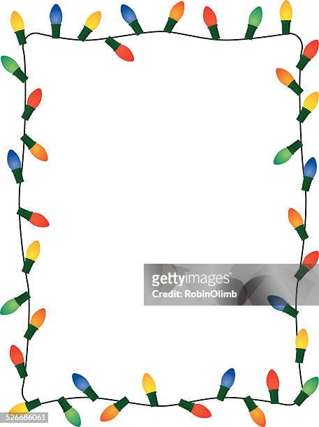 christmas lights frame - lichterkette dekoration stock-grafiken, -clipart, -cartoons und -symbole