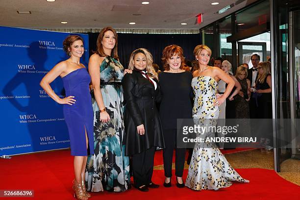 The cast from "The View": Paula Faris, Michelle Collins, Raven Simone, Joy Behar and Candace Cameron-Bure arrives for the White House Correspondents'...