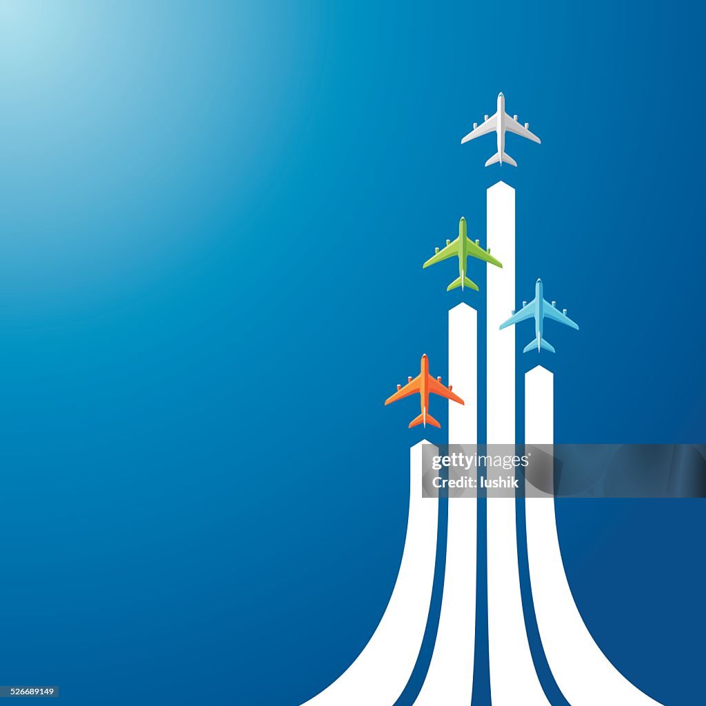 Directamente arriba de cuatro avión