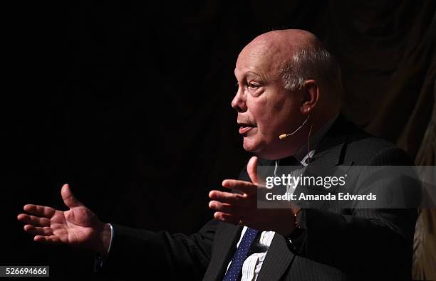 Writer Julian Fellowes attends the LACMA and Writers Bloc presentation of Julian Fellowes In Conversation with Patt Morrison at the Bing Theatre at...