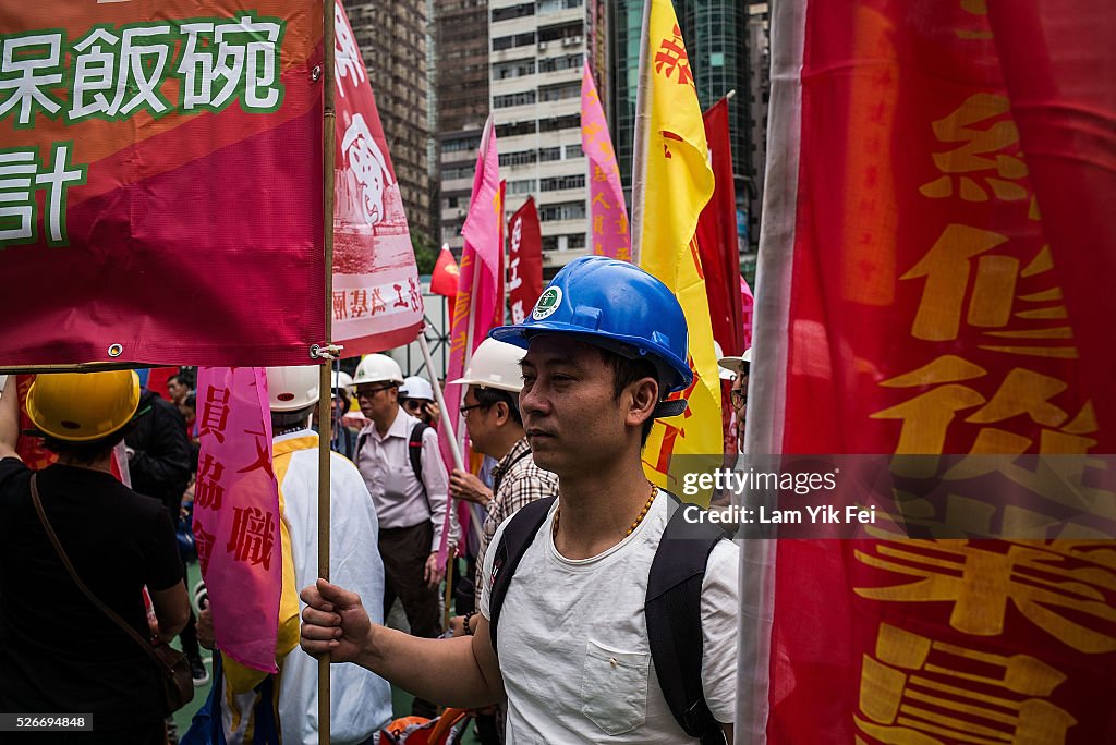 Hong Kongers Rally On Labour Day