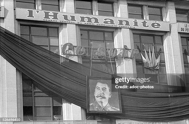 Building of the Communist newspaper "L'Humanit��" in Paris after the death of Joseph Stalin. In March 1953.