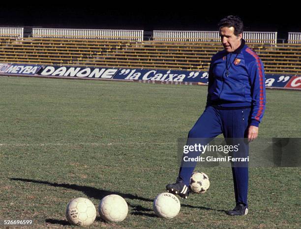 Helenio Herrera, coach of the C. F. Barcelona, ??in the stadium "Las Corts" Barcelona, Spain. .