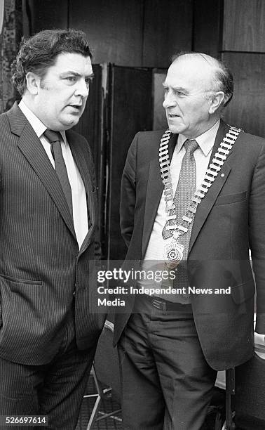 John Hume, KCSG . John Hume, leader of the S.D.L.P. Who was the speaker at the Rotary Club luncheon in Jury's Hotel. Pictured with the President of...