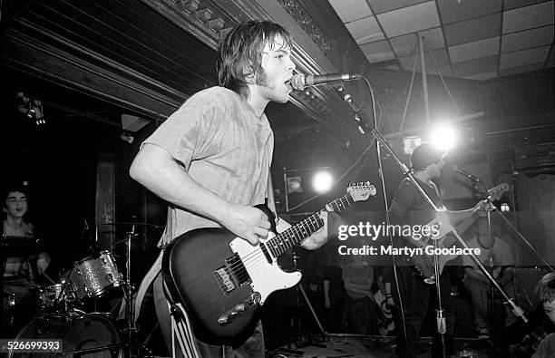 Gaz Coombes of Supergrass performs on stage at Moles Club, Bath, United Kingdom, 1995.