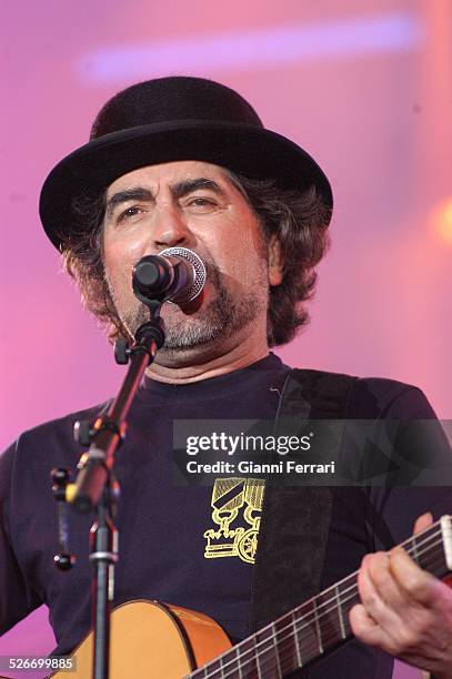 The Spanish singer Joaquin Sabina performing during the 40th Anniversary of the 40 Principalesin the Vicente Calderon Stadium, 17th June 2006,...