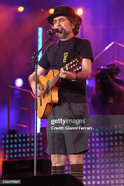 The Spanish singer Joaquin Sabina performing during the 40th Anniversary of the 40 Principalesin the Vicente Calderon Stadium, 17th June 2006,...