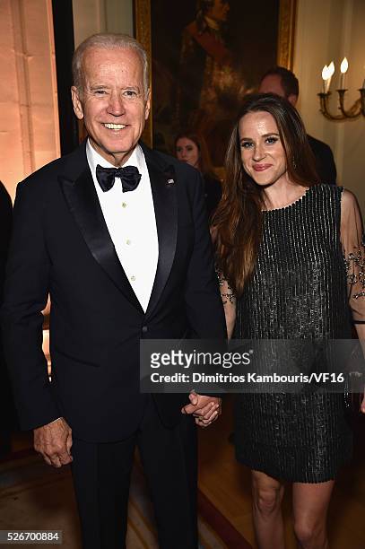 Vice President of the United States, Joe Biden and Ashley Biden attend the Bloomberg & Vanity Fair cocktail reception following the 2015 WHCA Dinner...