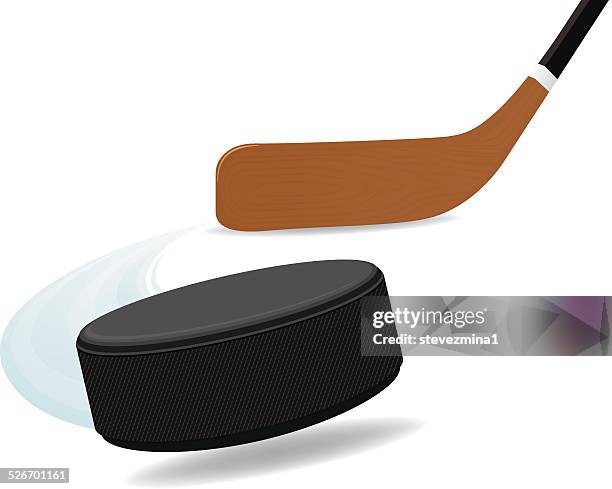ilustraciones, imágenes clip art, dibujos animados e iconos de stock de palo de hockey y puck - palo de hockey sobre hielo